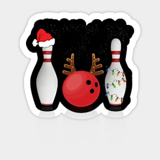 Bowling Christmas Santa Hat Xmas Lights Sticker